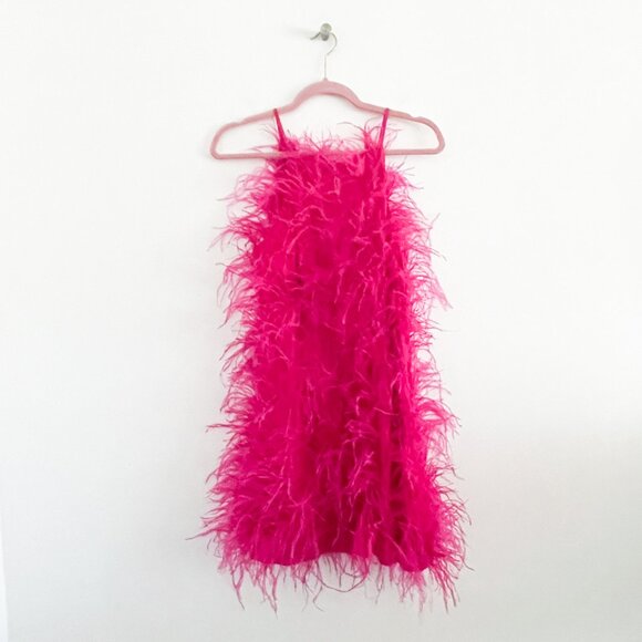 Cult Gaia Shannon Feather-embellished Dress Qajar Rose Pink - Picture 2 of 12